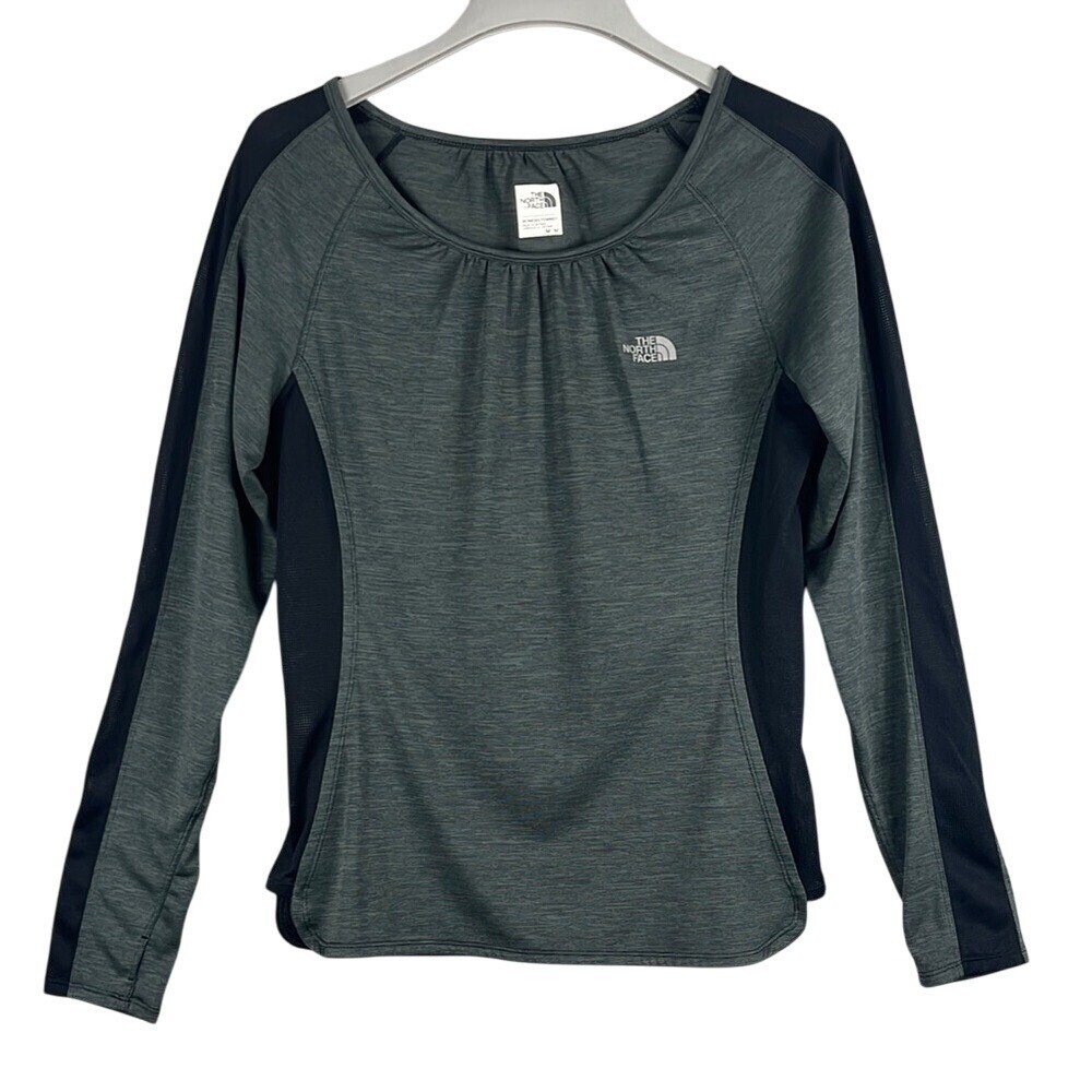 The North Face Fitted Long Sleeve Active Shirt Womens Size Med Thumbholes‎ Grey